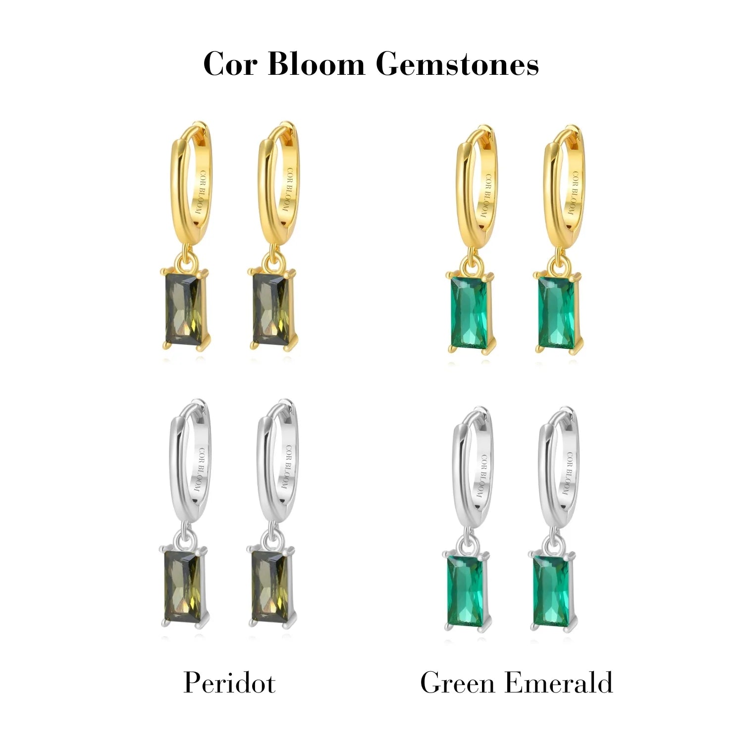 Amelia Peridot Baguette Hoop Earrings