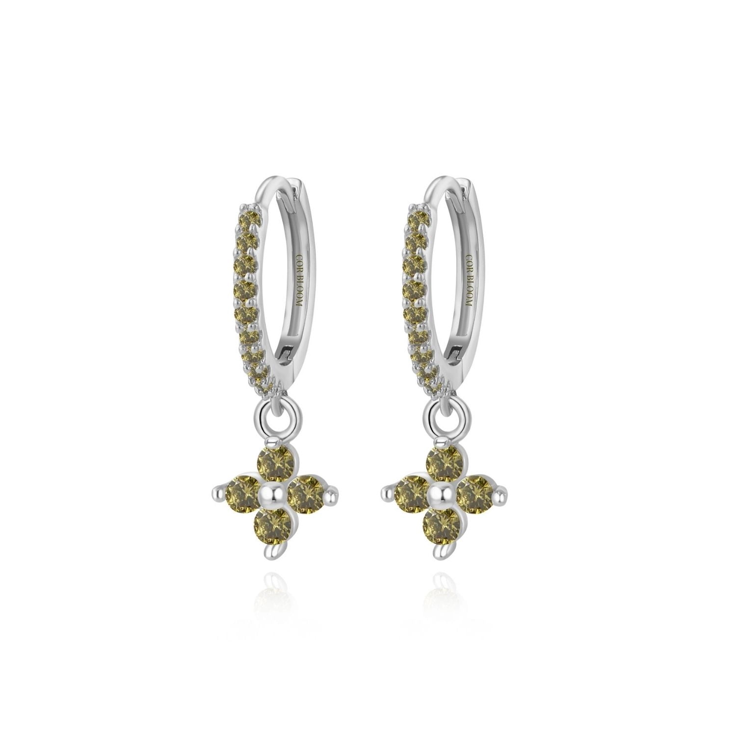Avra Peridot Four-Leaf Clover Pave Hoops