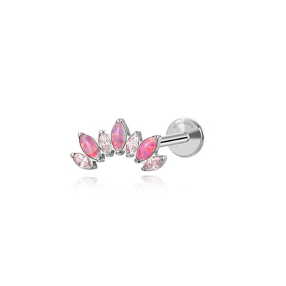 Titanium Pink Opal 7-Petal Crown Piercing Stud