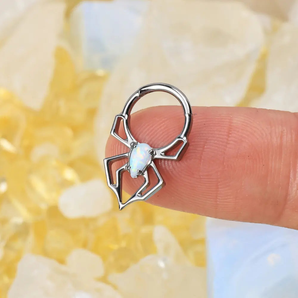 Titanium Sage White Opal Spider Clicker