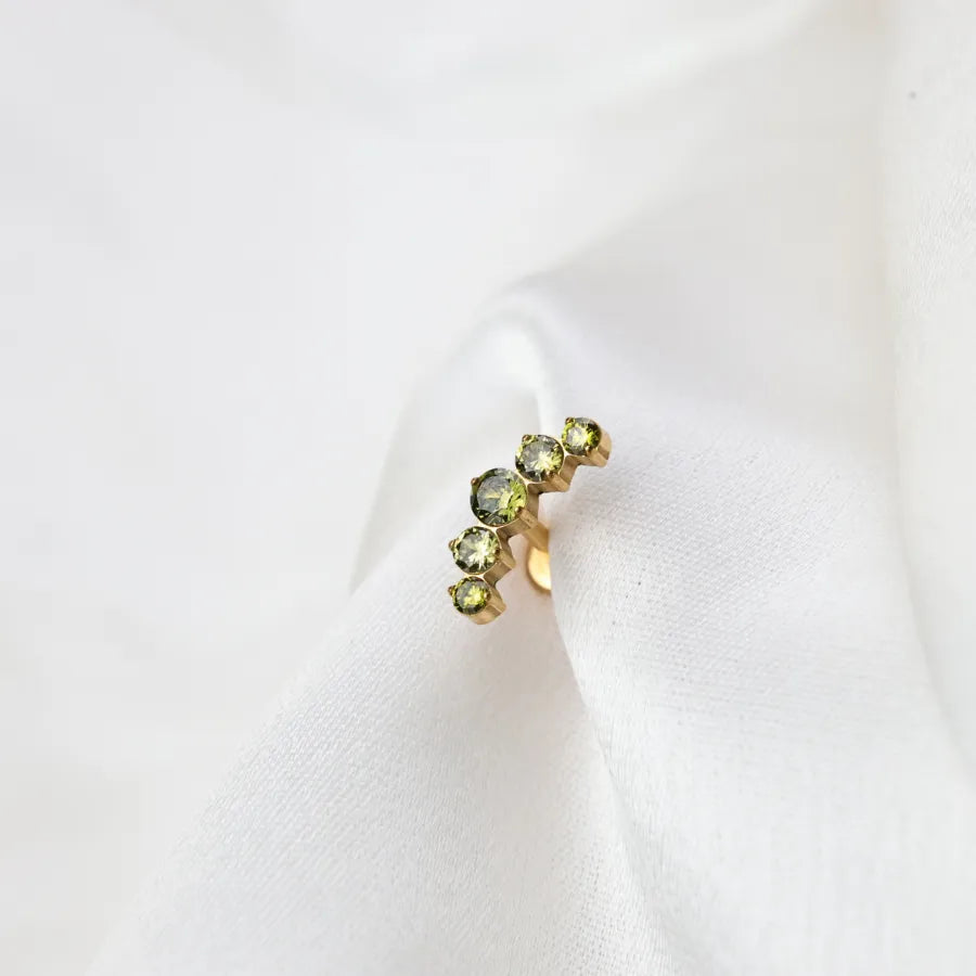 Titanium Daphne Five Peridot Gemstone Cluster Flat Back Stud