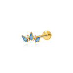 Titan Sage Flatback-Stecker mit Aquamarin und Krone