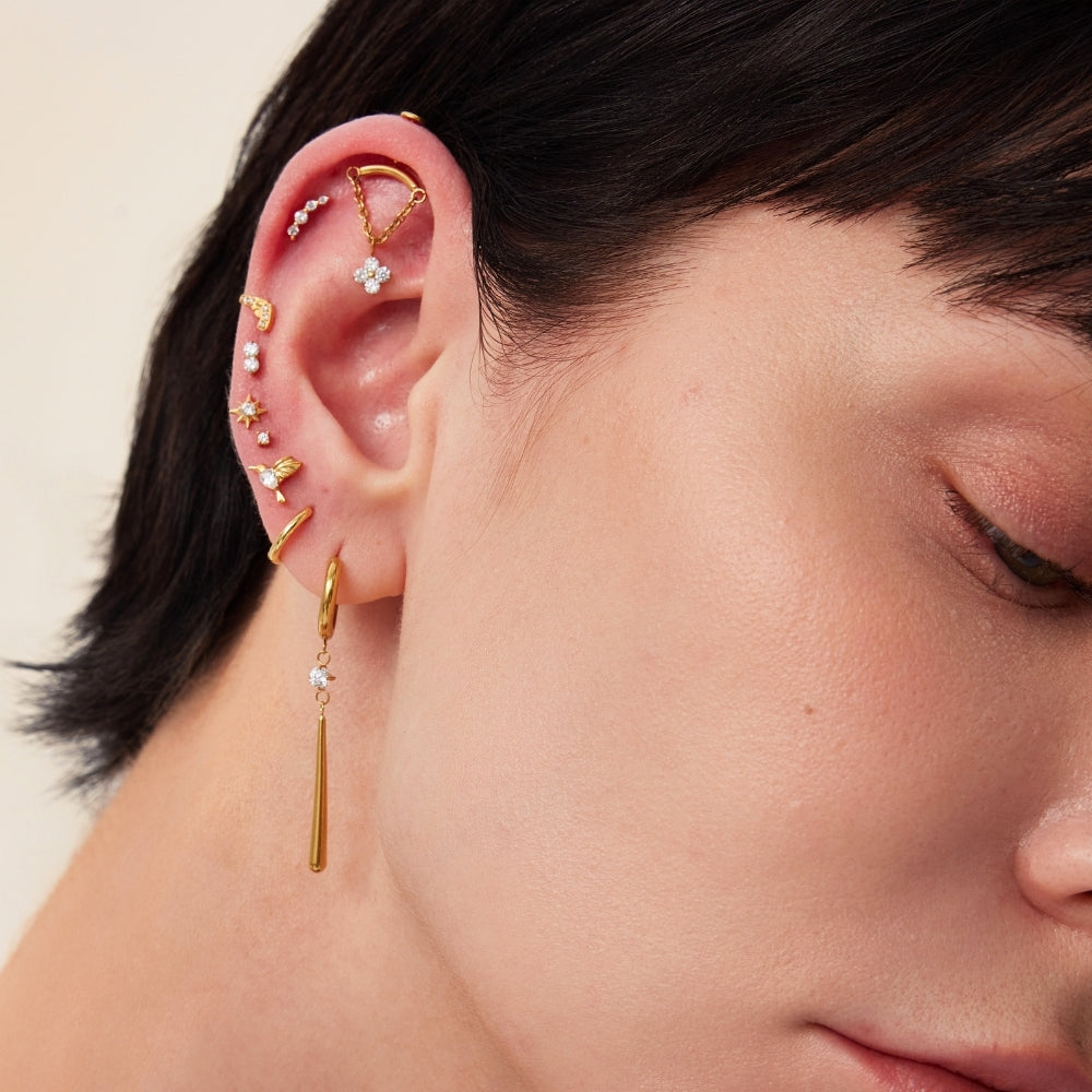 Titanium Dainty Diamond Mini Handgun Flat Back Stud