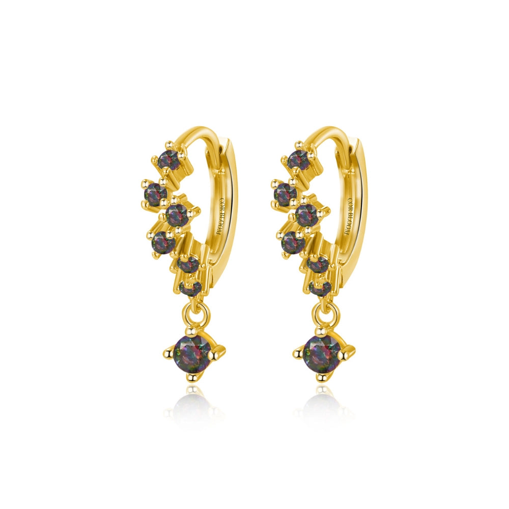 Nia Bling Cluster Hoops - Dark Iridescent