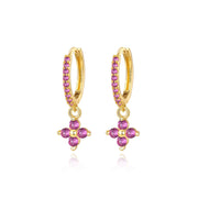 Avra Ruby Four-Leaf Clover Pave Hoops