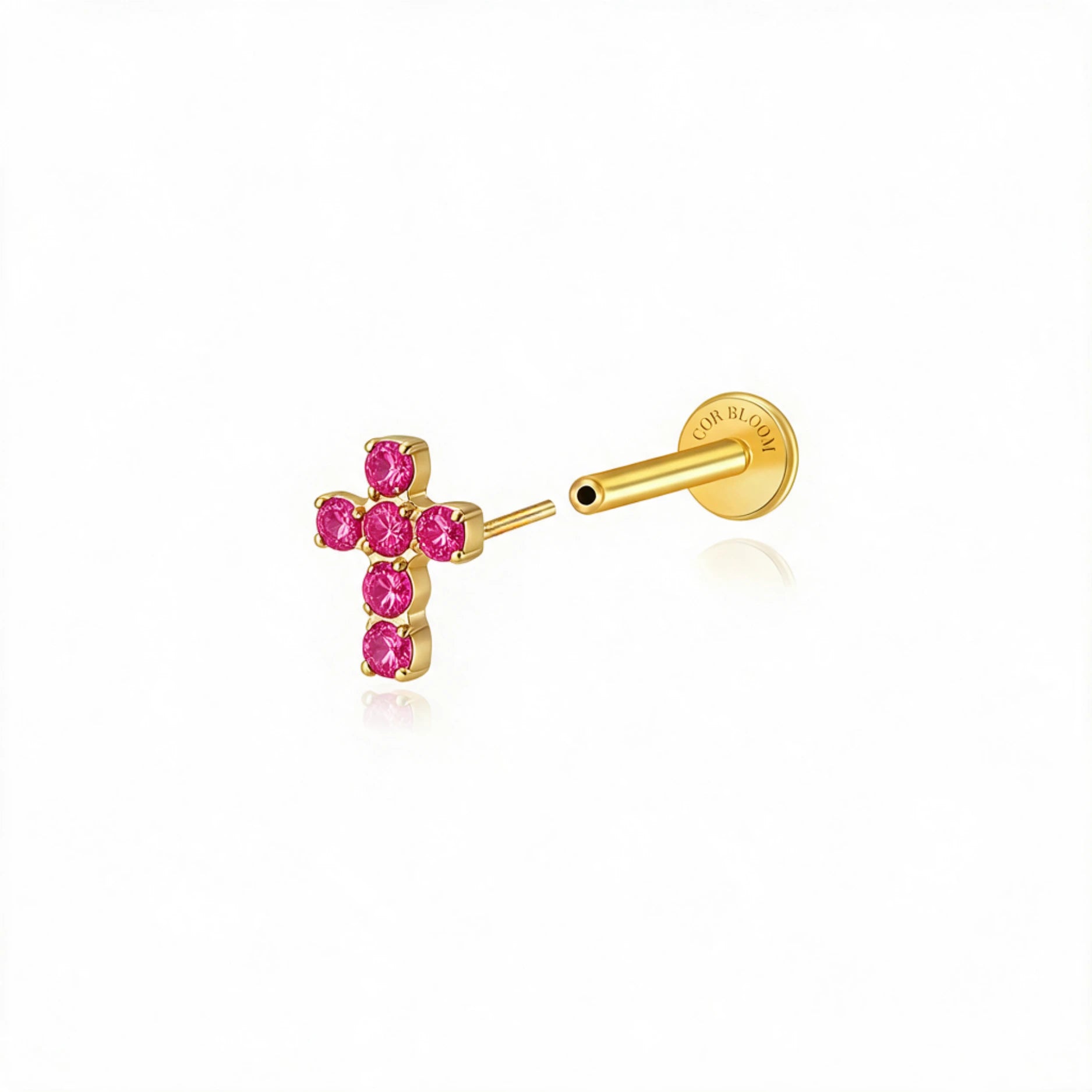 Titanium Aitana Ruby Sanctum Cross Stud