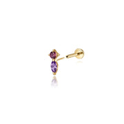 Titanium Eve Mini Marquise Stud - Rhodolite & Amethyst