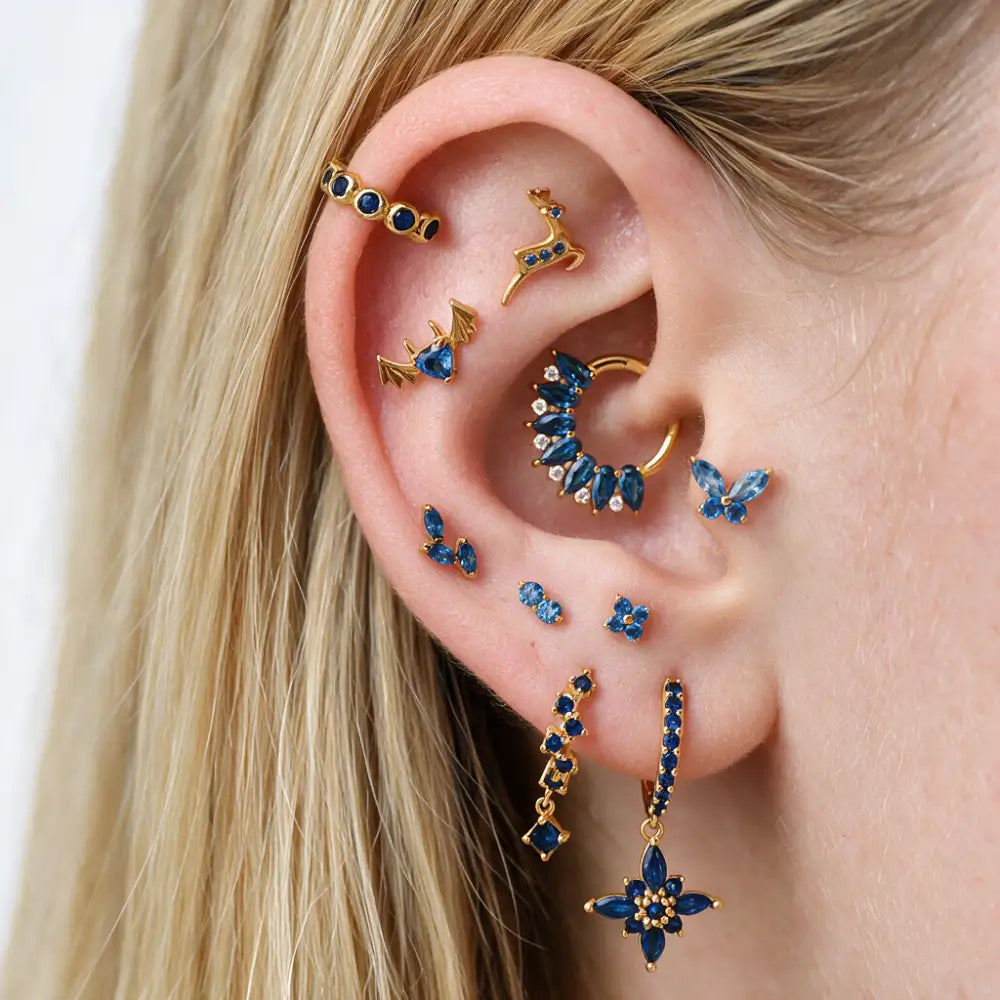 Titanium Liberty Blue Sapphire Butterfly Flat Back Stud