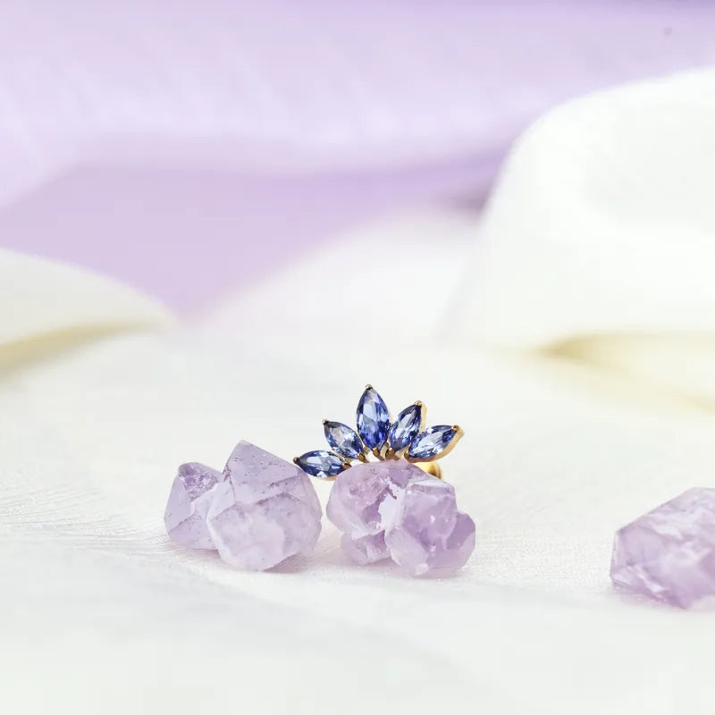 Titanium Aphrodite Tanzanite Crown Push Pin Stud