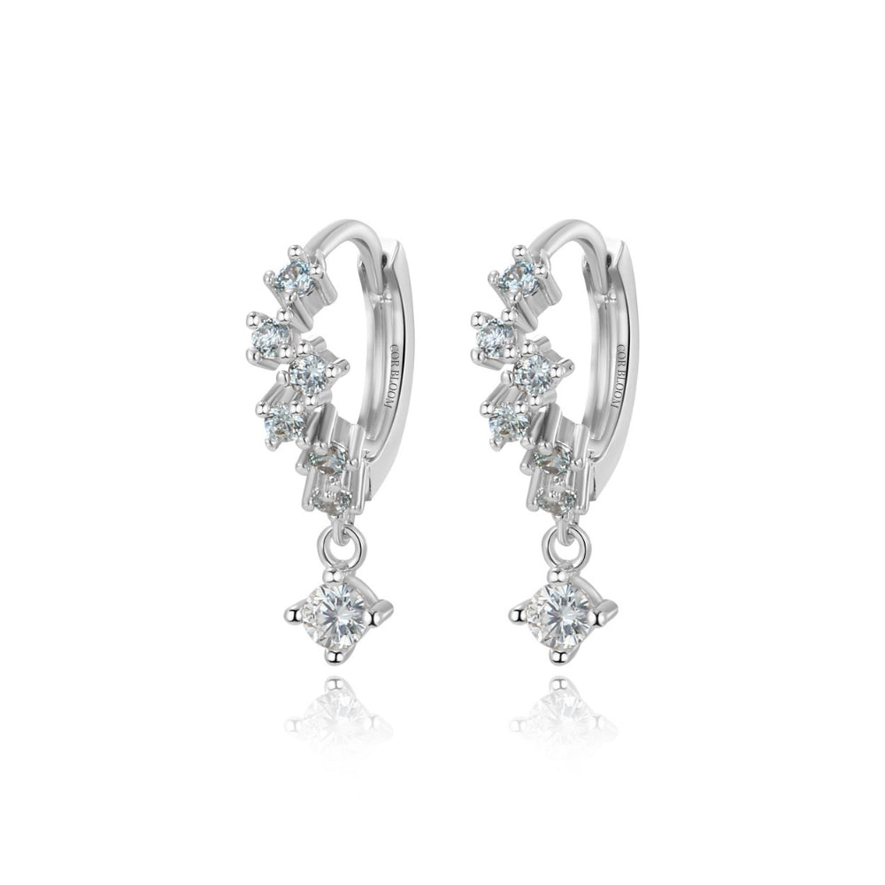 Nia Aquamarine Bling Cluster Hoops - Ocean