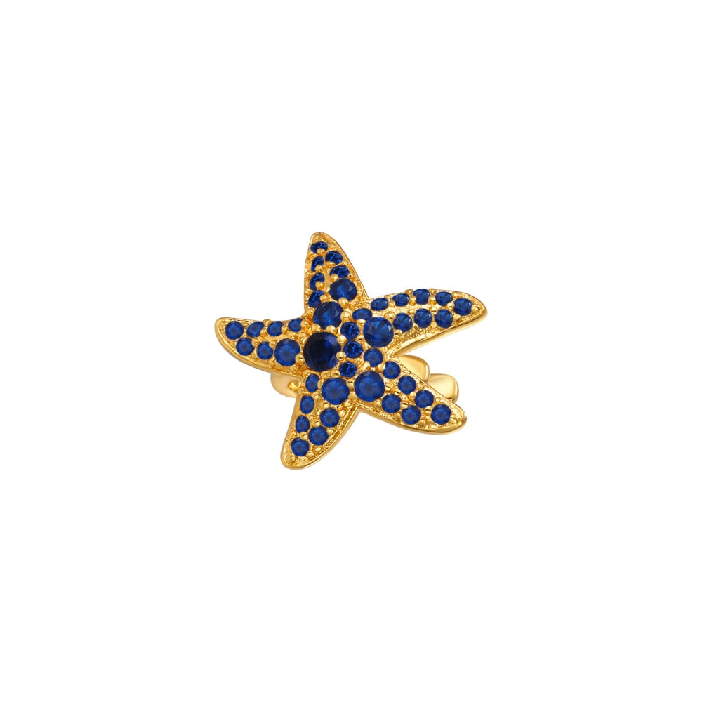 Blue Sapphire Starfish Ear Cuff