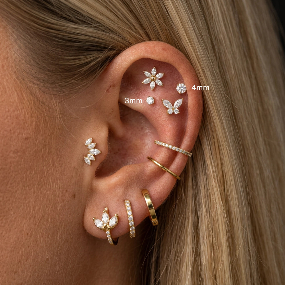 Titanium Liberty Crystal Butterfly Flat Back Stud