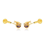 Magic Ramen Flat Back Stud - Amethyst (Pair)