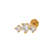 Curved Triple White Cz Flat Back Piercing Stud