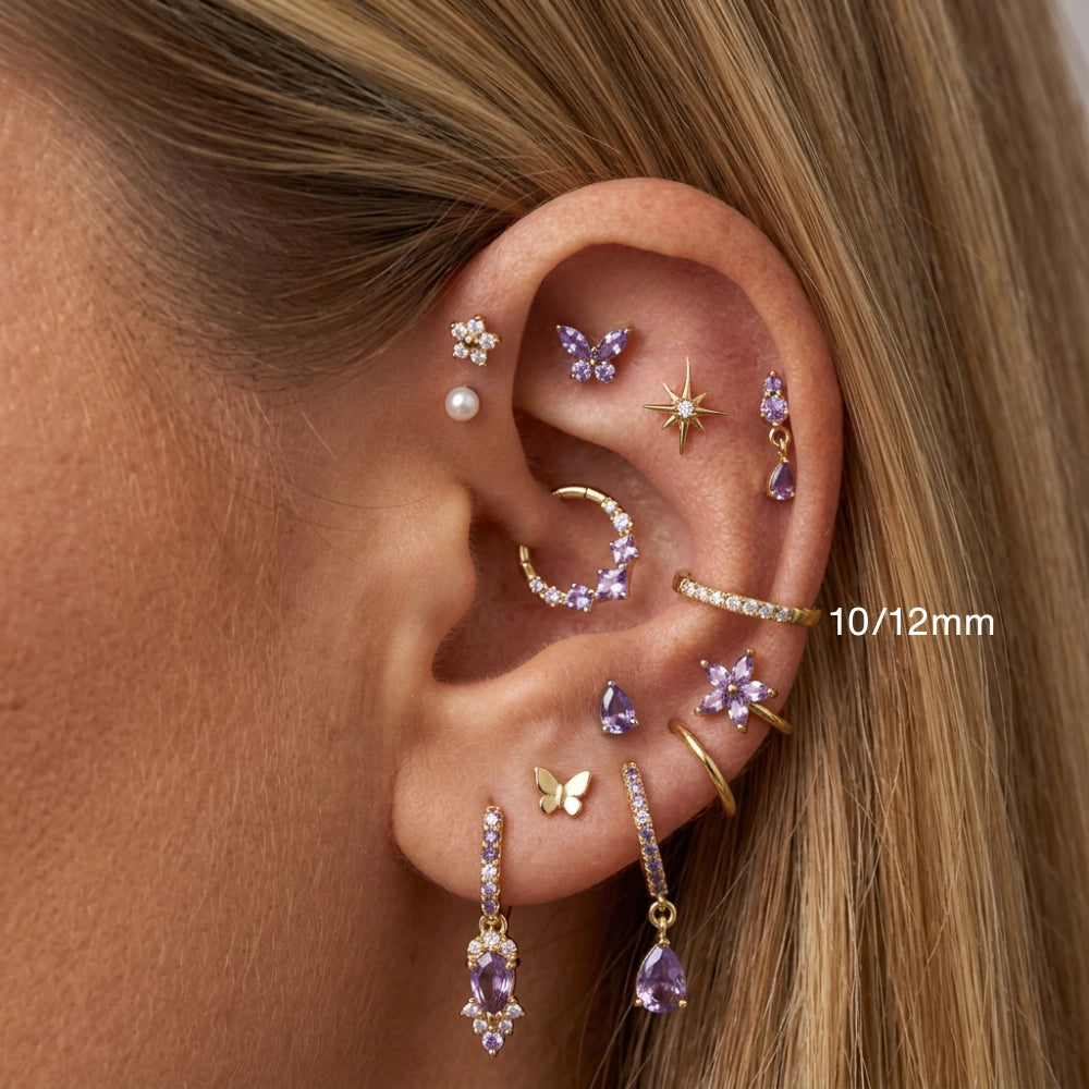 Titanium Liberty Amethyst Butterfly Flat Back Stud