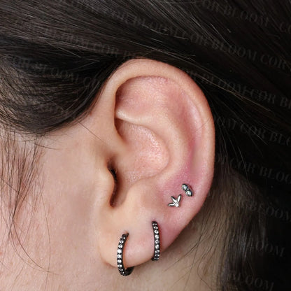 Titanium Solid Trio Marquise Petal Flat Back Stud