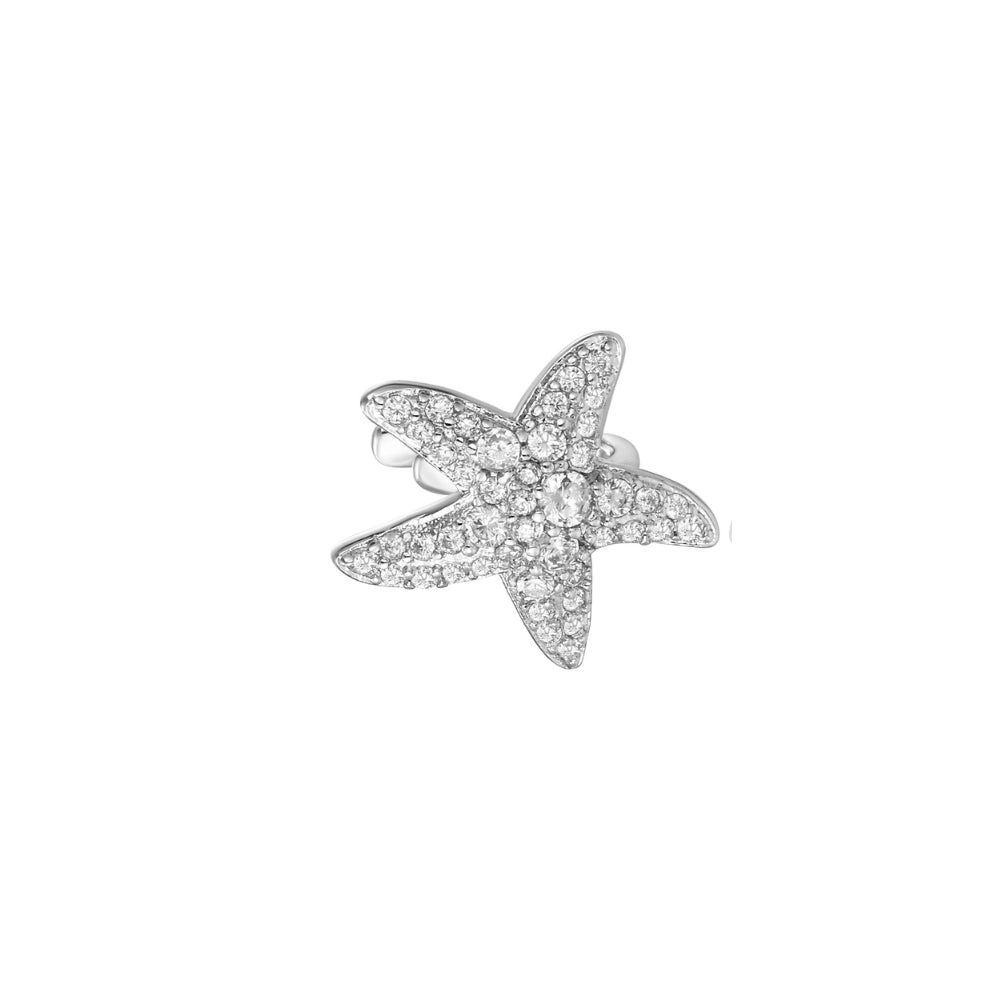 White Diamond Starfish Ear Cuff