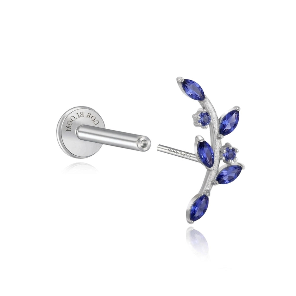 Titanium Akira Tanzanite Climbing Leaf Piercing Stud