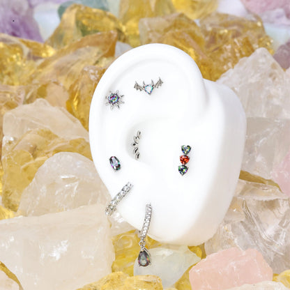 Titanium Adelpha Trio Heart Stud - Dark & Fire