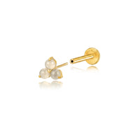 Titanium Athina Mini Triangle Stud - White Shell