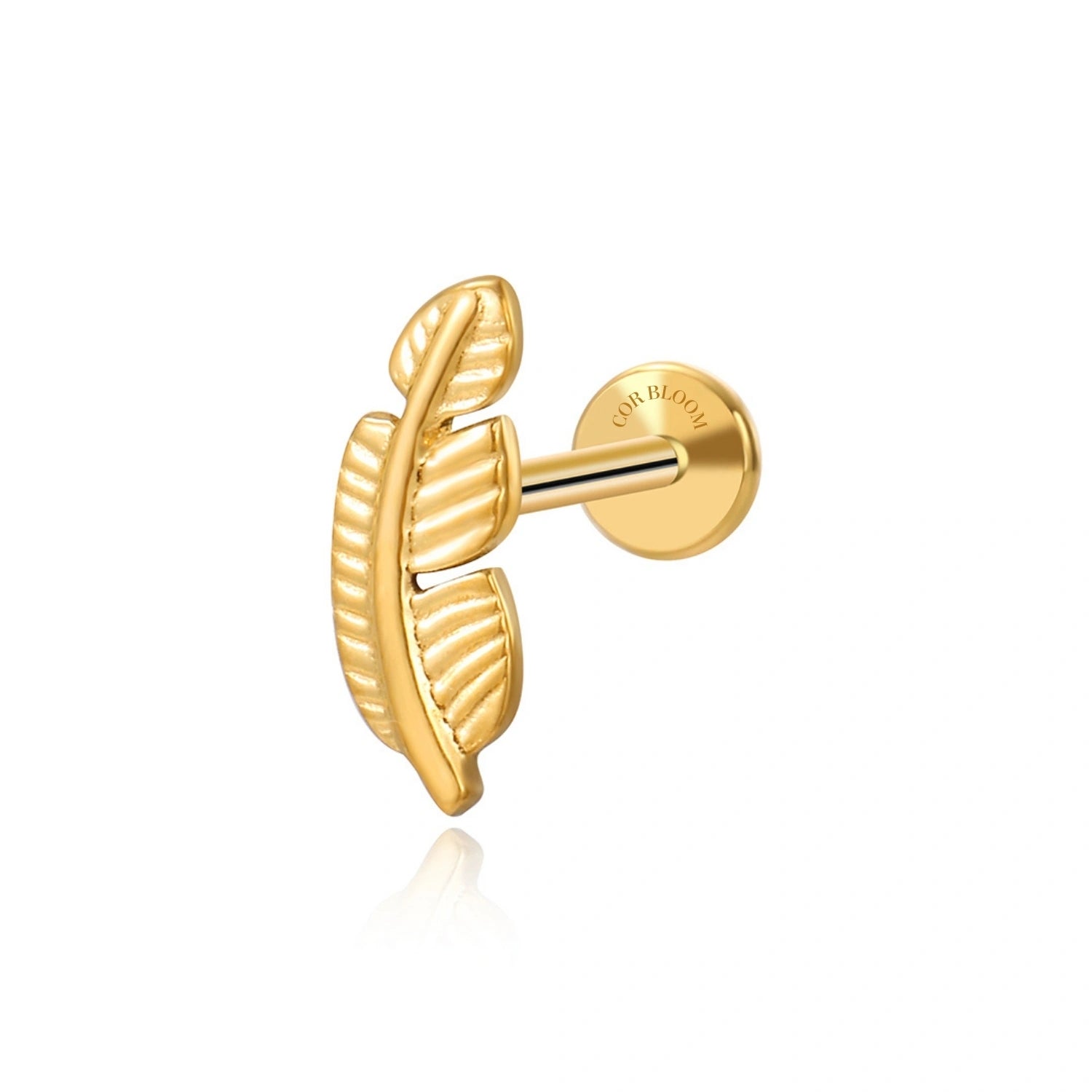 Titanium Small Leaf Flat Back Stud