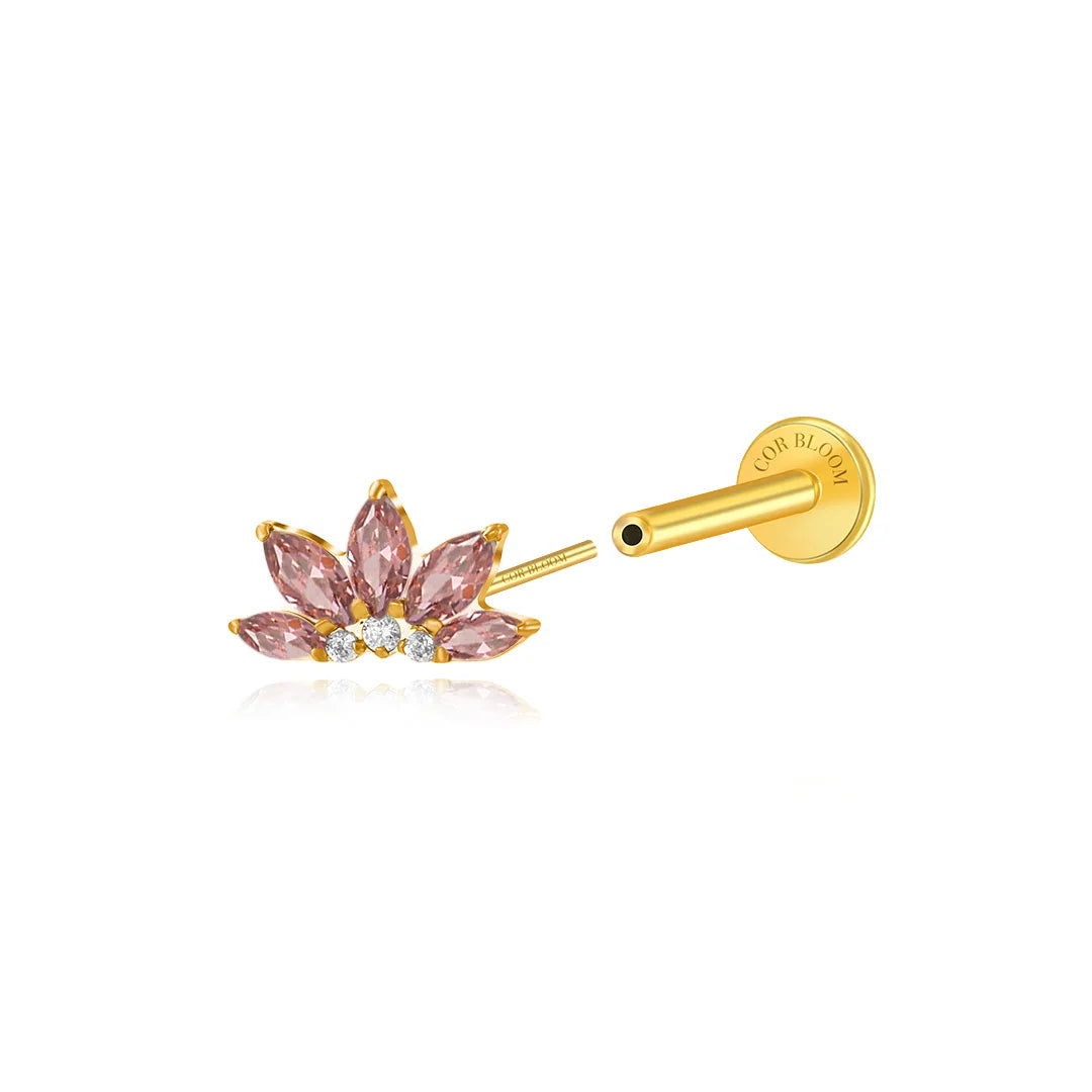 Titanium Xanthe Rhodolite Lotus Flat Back Stud