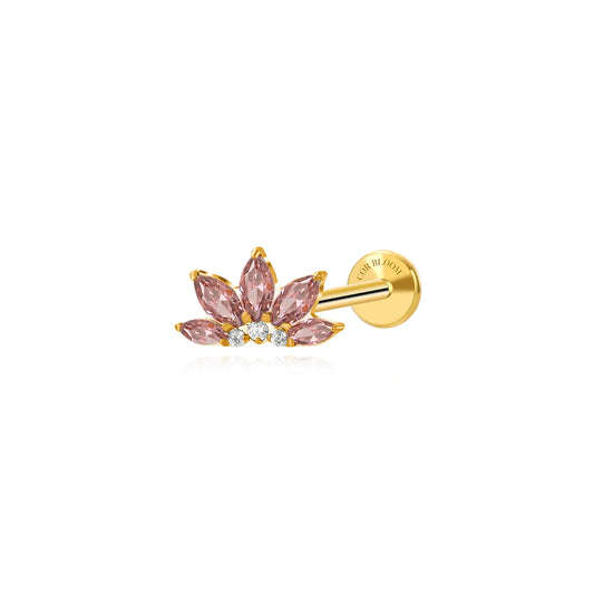 Titanium Xanthe Rhodolite Lotus Flat Back Stud
