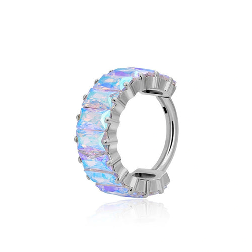 Titanium Northern Lights Gemstone Sugar Clicker | AB Conch Hoop