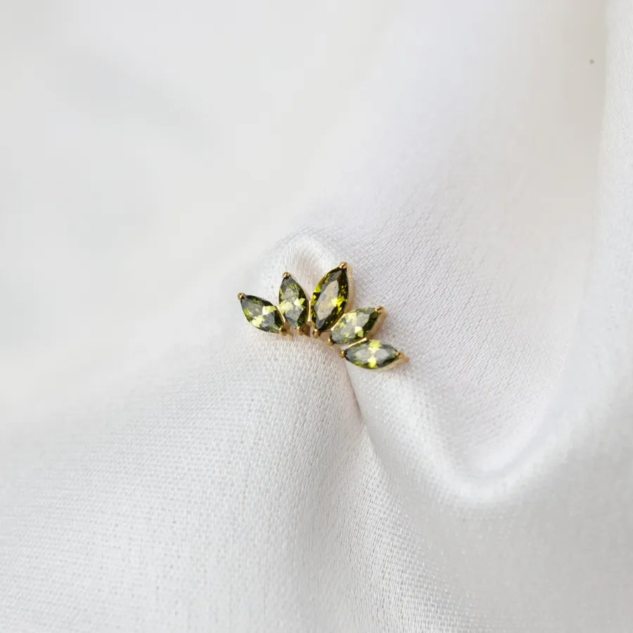 Titanium Aphrodite Peridot Crown Push Pin Stud