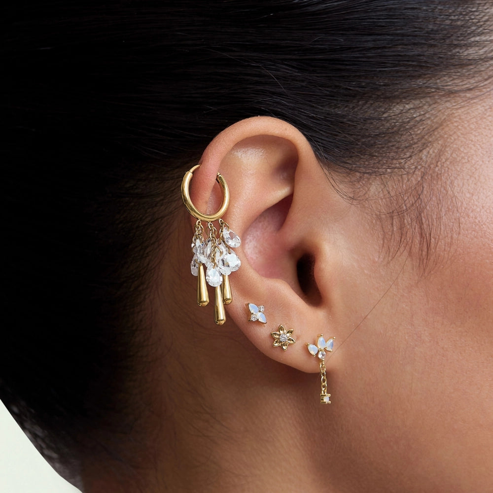 Titanium Azalea Dainty Rhodolite Flower Flat Back Stud