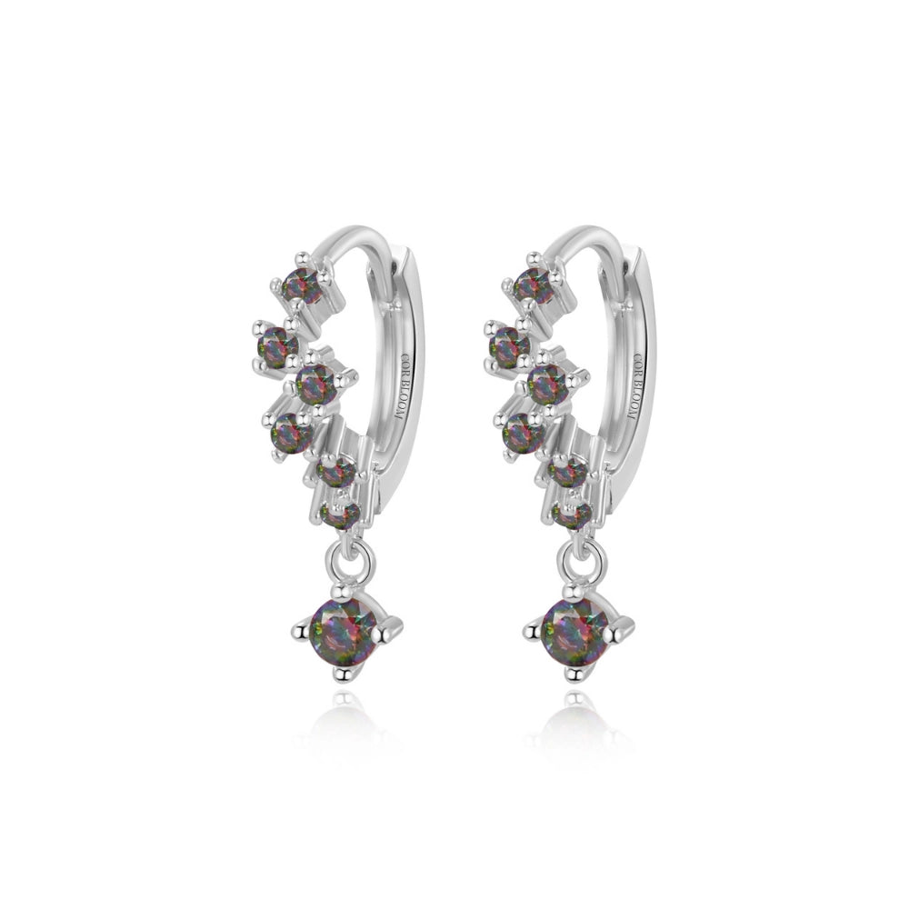Nia Bling Cluster Hoops - Dark Iridescent