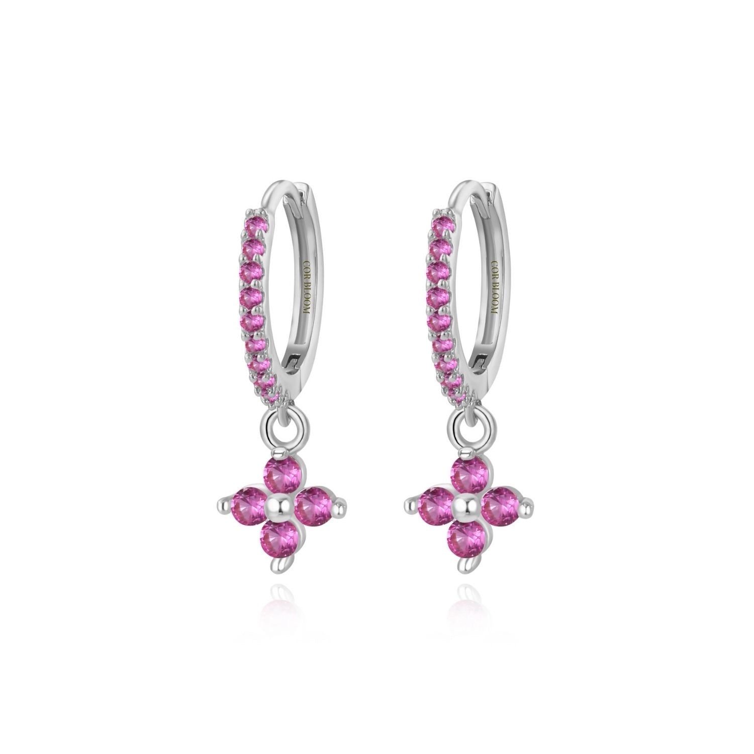 Avra Ruby Four-Leaf Clover Pave Hoops