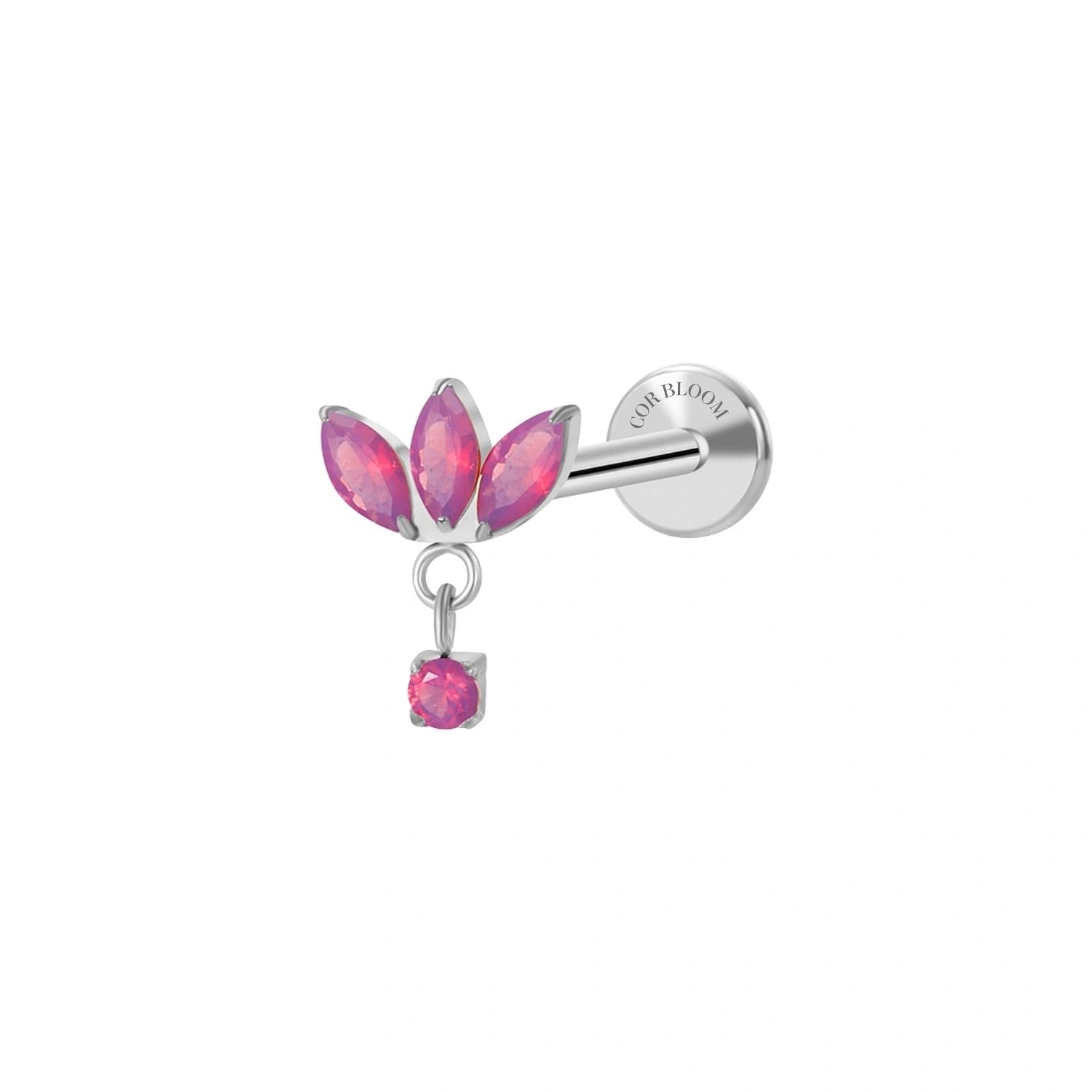 Titanium Purple Moonstone Trio Marquise Piercing Stud