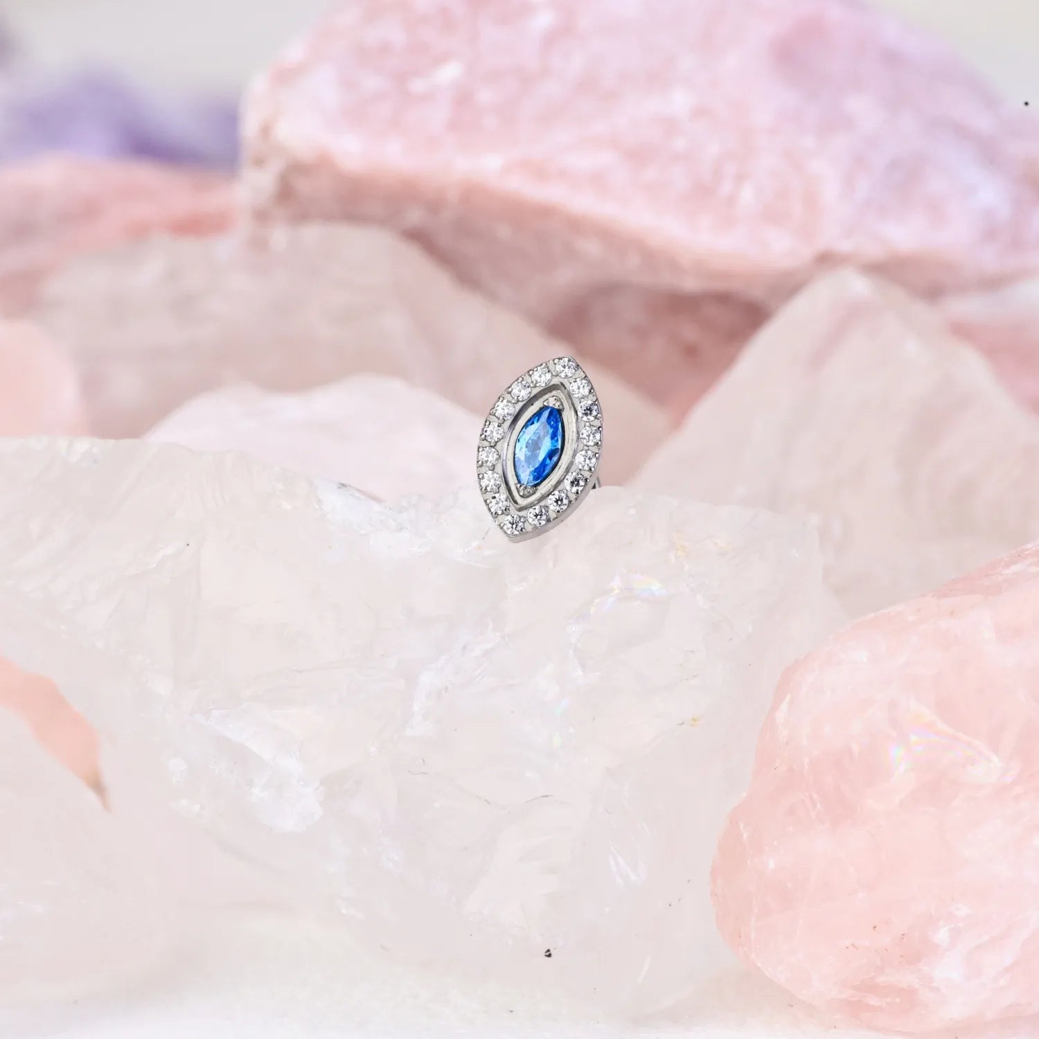 Titanium Aquamarine Marquise Eye Piercing Stud
