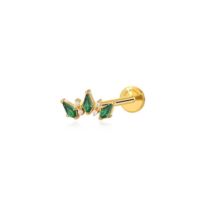 Titanium Sage Emerald Crown Flat Back Stud