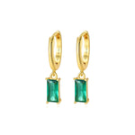 Amelia Green Emerald Baguette Hoop Earrings