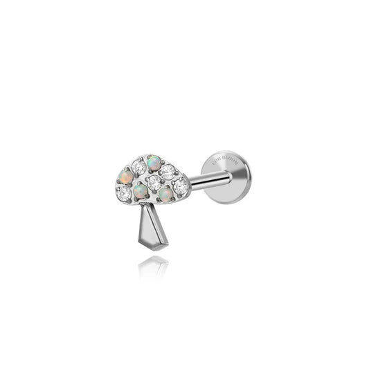 Titanium White Opal Mashroom Piercing Earring