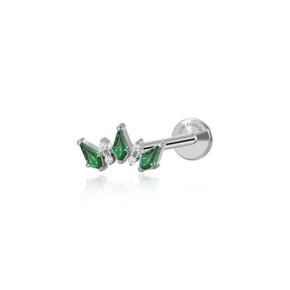 Titanium Sage Emerald Crown Flat Back Stud