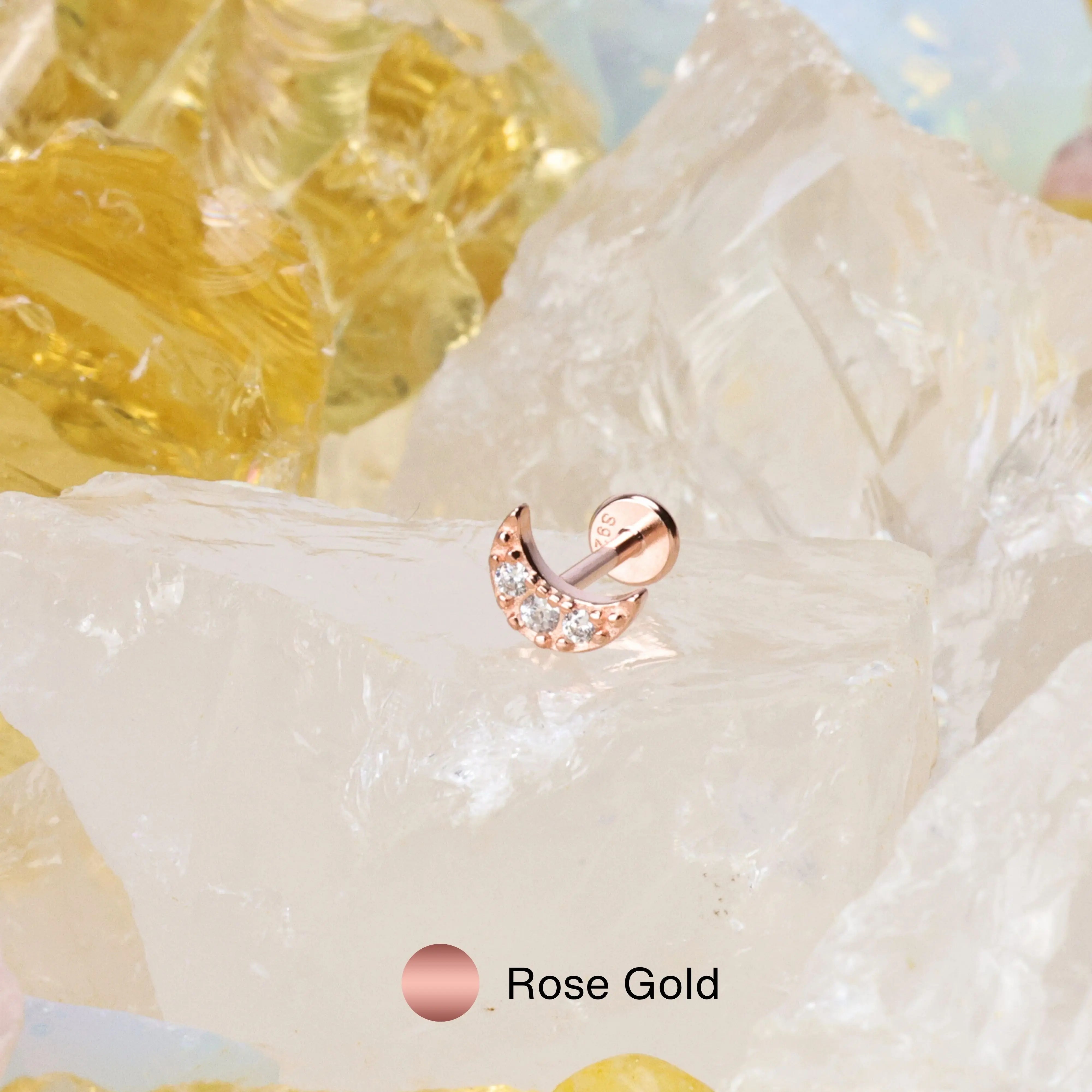 Lyric Diamond Moon Flat Back Earring