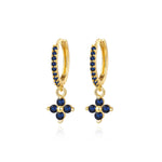 Avra-Creolen mit blauem Saphir-Granat-Kleeblatt-Pavé