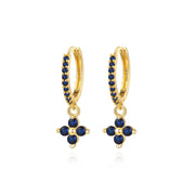 Avra Blue Sapphire Garnet Four-Leaf Clover Pave Hoops