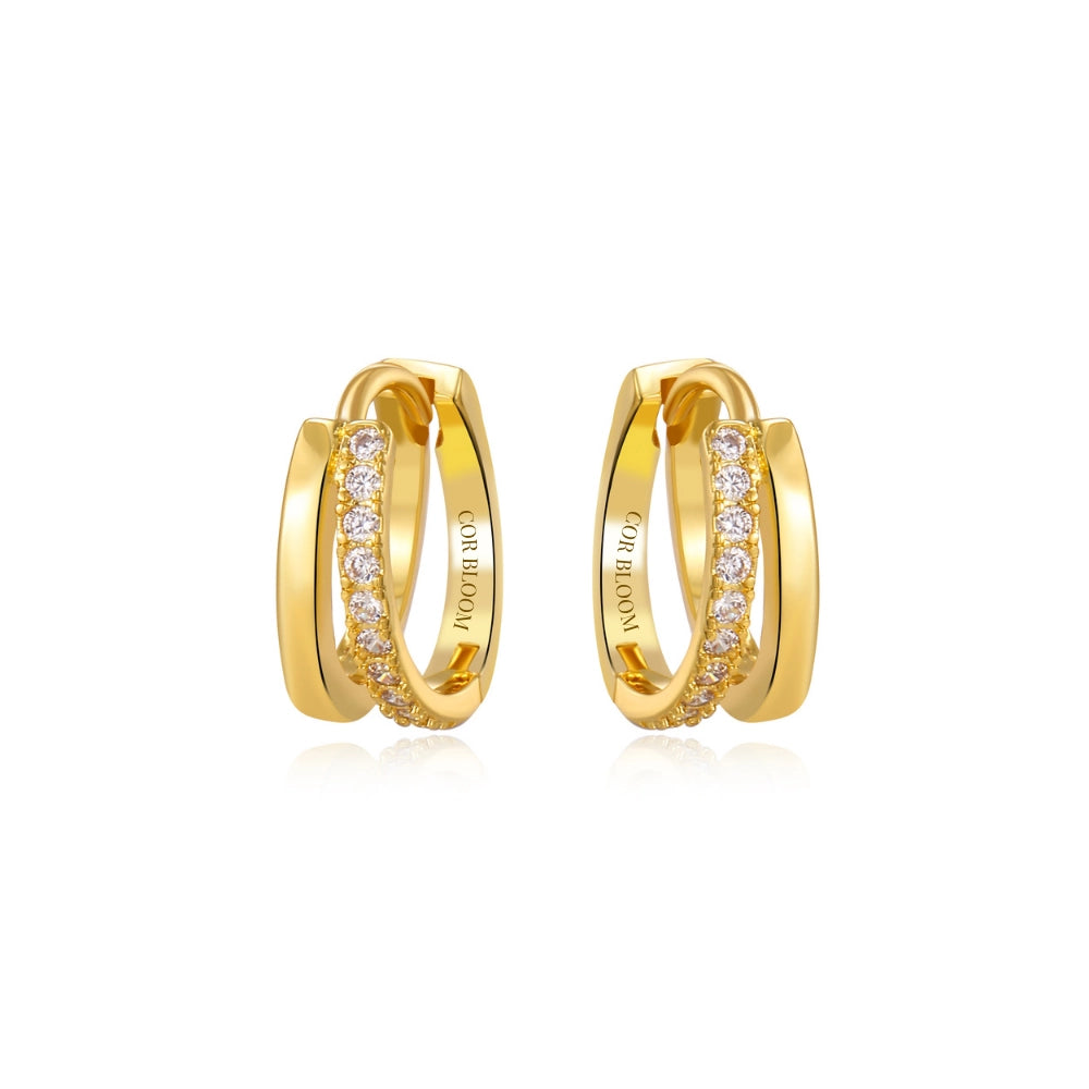 Illusion Duo Pave Hoop Earrings