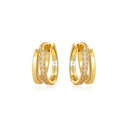 Illusion Duo Pave Hoop Earrings