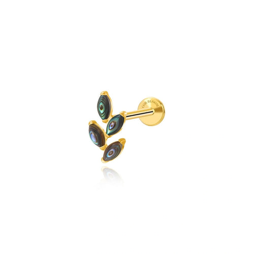 Titanium Quartus Abalone Climbing Leaf Flat Back Stud