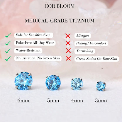 Titanium Multisize Aquamarine Piercing Stud