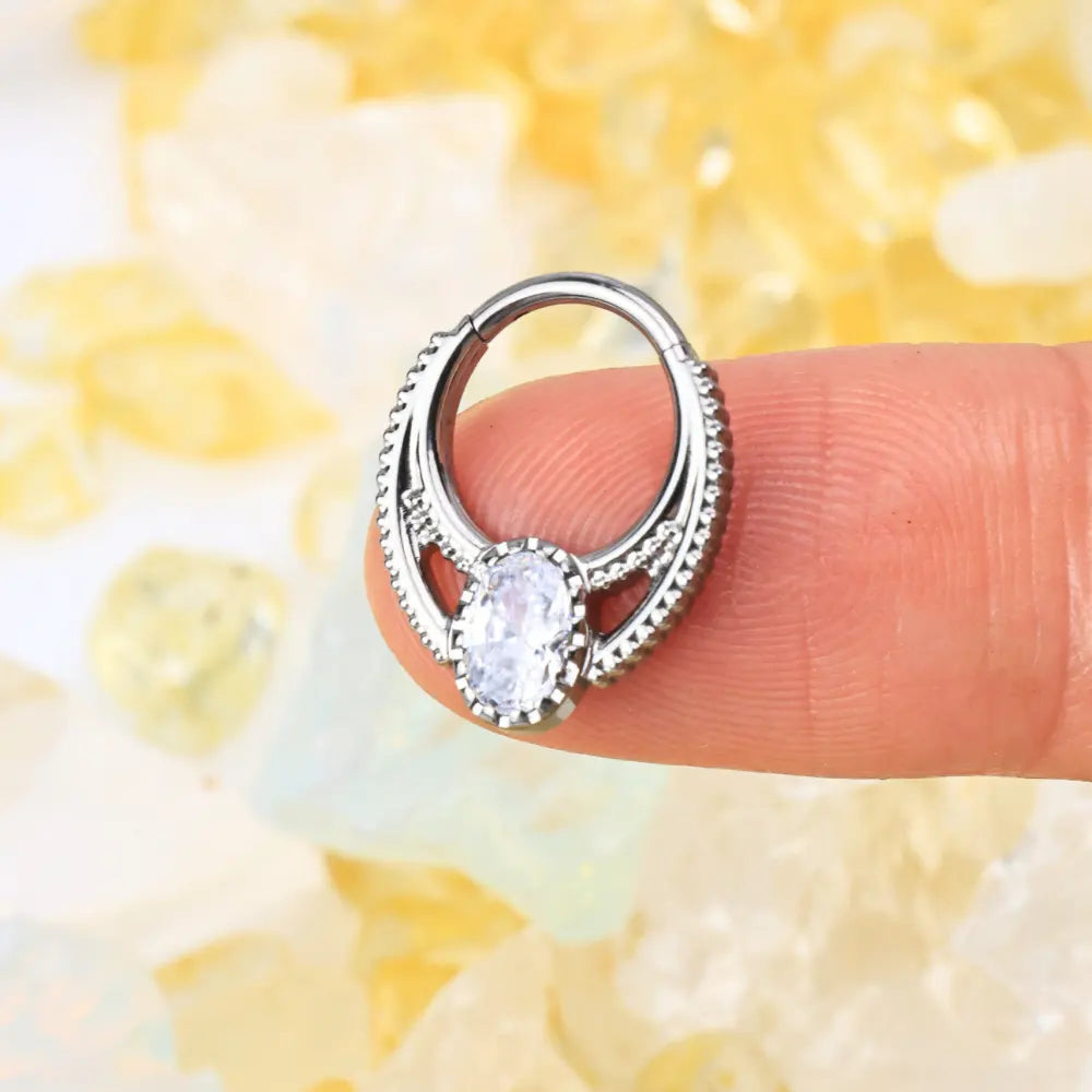 Titanium Royal Oval Diamond Clicker