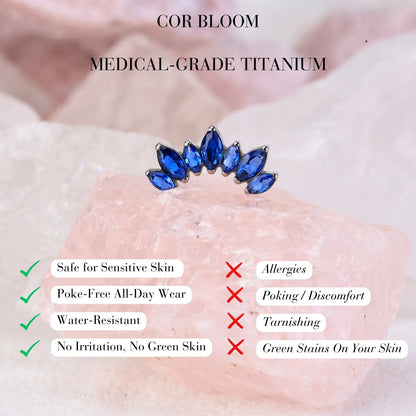 Titanium Sapphire 7-Petal Crown Piercing Stud