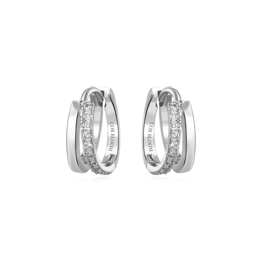 Illusion Duo Pave Hoop Earrings