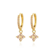 Avra Champagne Garnet Four-Leaf Clover Pave Hoops