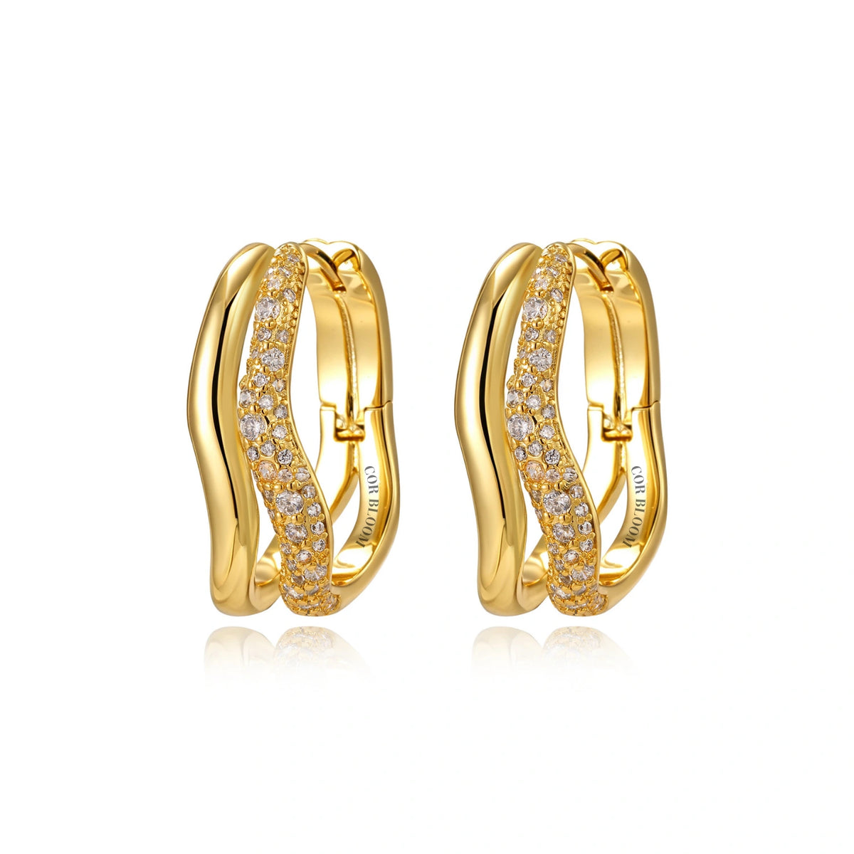 Wave Diamond Hoops